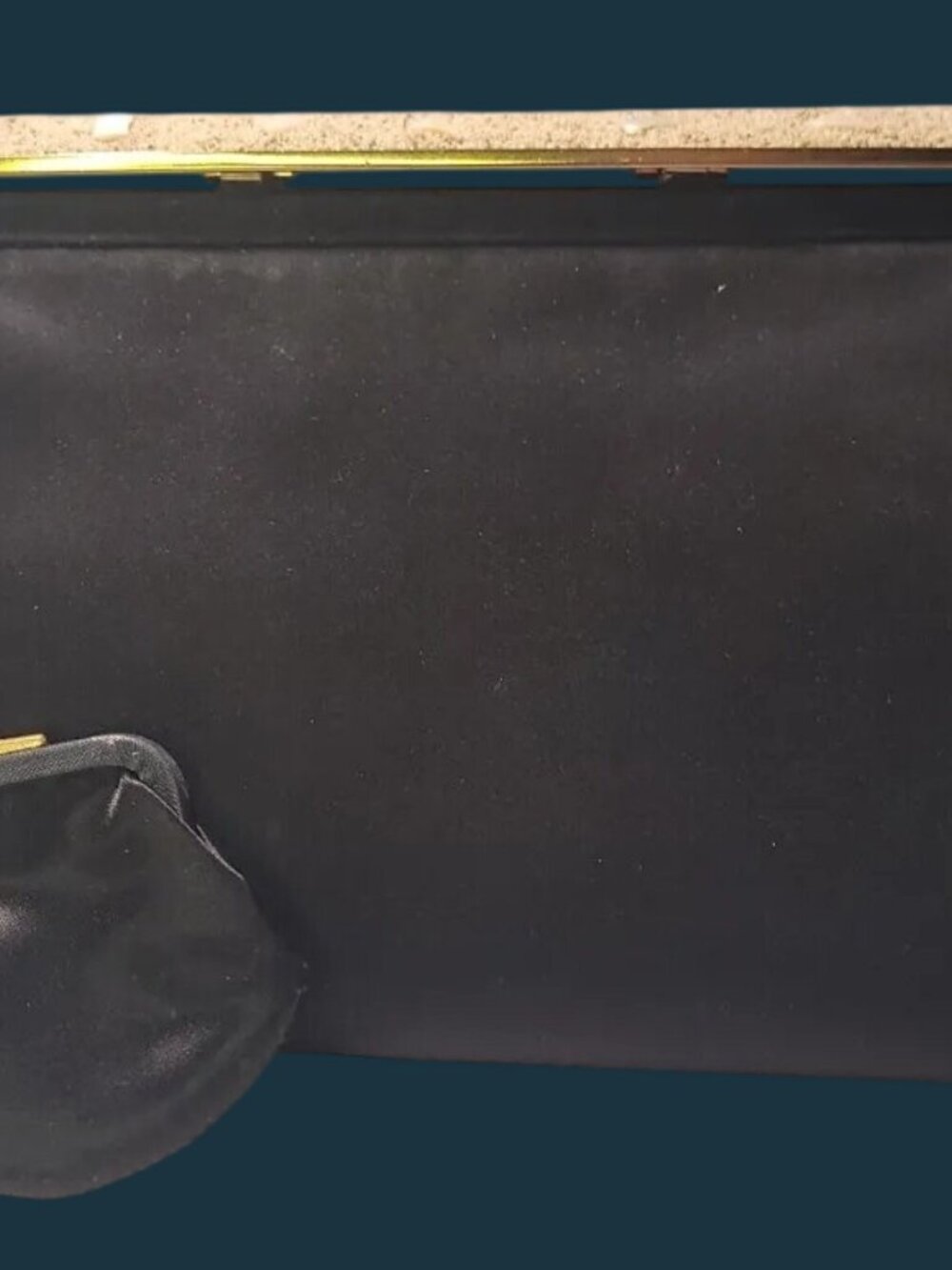 After Five L M Large Black Satin Envelope Clutch Evening Bag Foldover Coin Purse - Picture 6 of 11